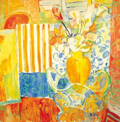 Yellow Vase with Moroccan Screens